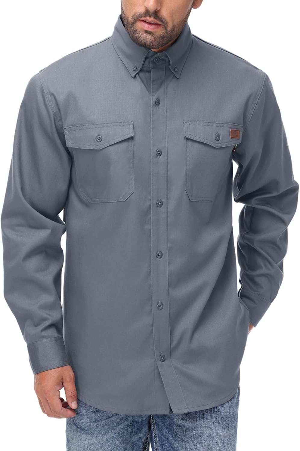 FR Shirt for Men 6oz Ripstop Lightweight Back Vented Mesh Breathable Flame Resistant CAT2 NFPA2112 Welding Shirts - Image 2