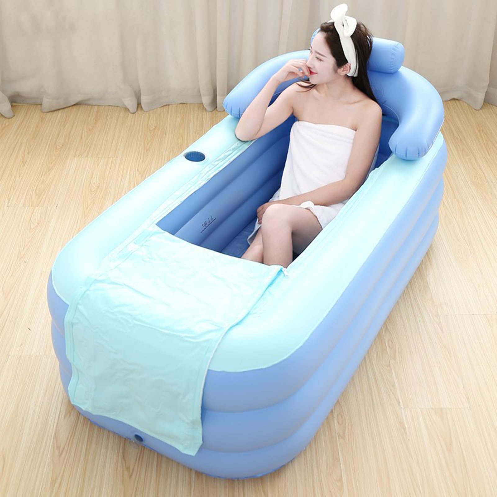 Tragbare Badewanne zum Duschen, aufblasbarer,Aufblasbarer Pool faltbar - 63X33X25 Zoll Wassertauchwanne für Erwachsene und Kinder, faltbare Badewanne für den persönlichen Gebrauch