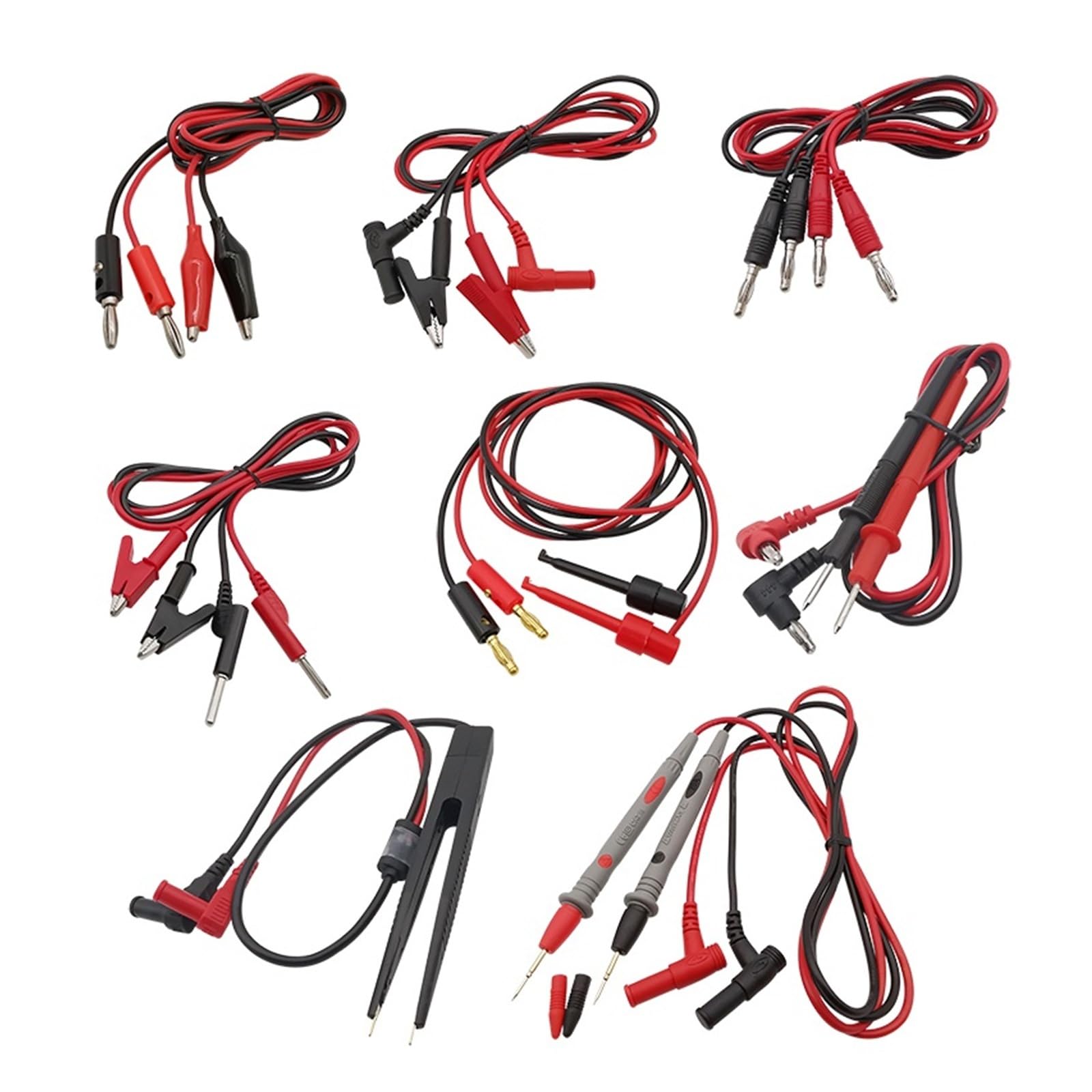 4 mm Banana Plug Multimetr Test Lead Kit with Crocodile Clip Probe Hook (D)