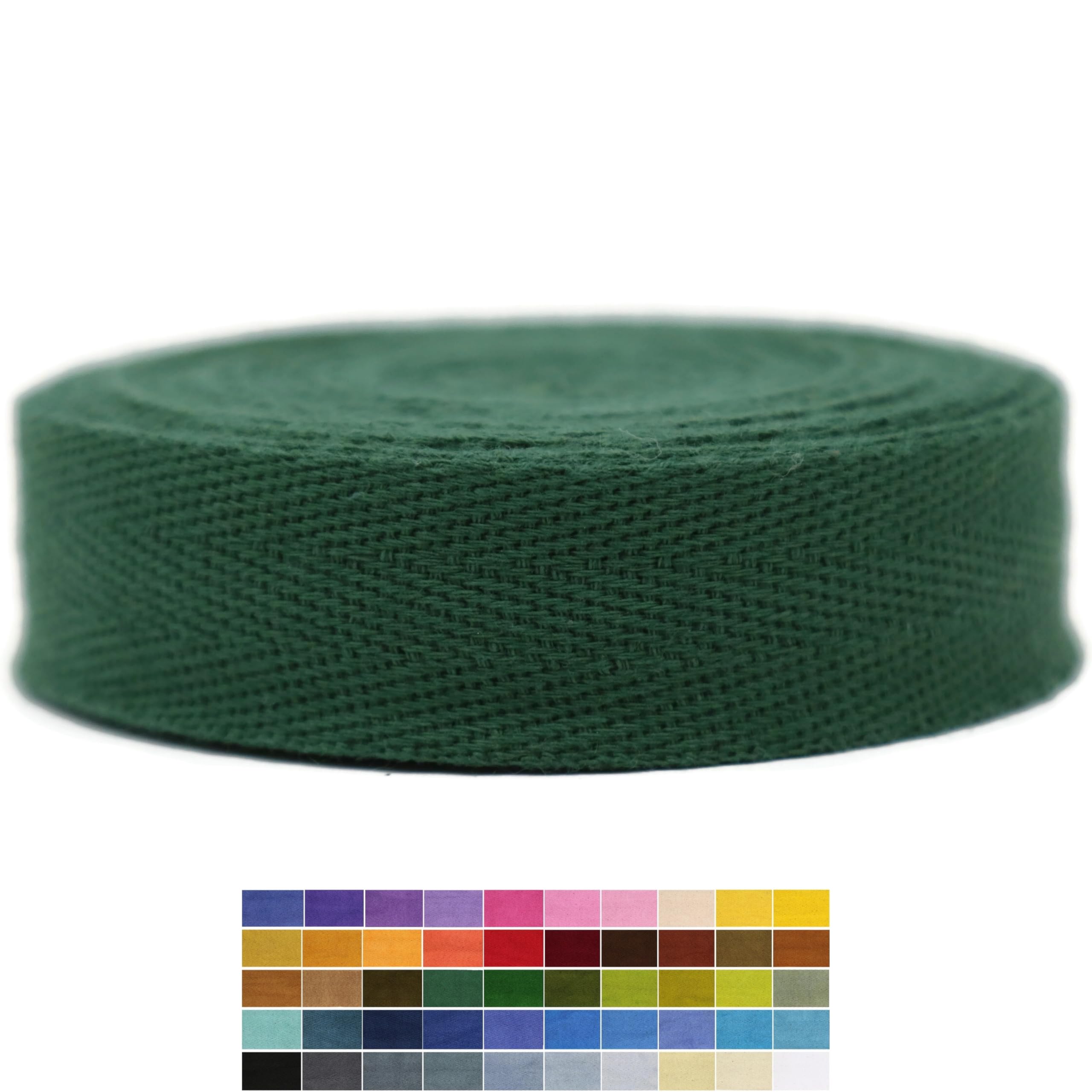 Jacob Bicerri 1" & 1.18" & 1.5' & 2" Cotton Herringbone Bias Binding Tape - 10 Yards - 50+ Colors - 100% Natural Cotton - Sewing, Wrapping, Craft, DIY