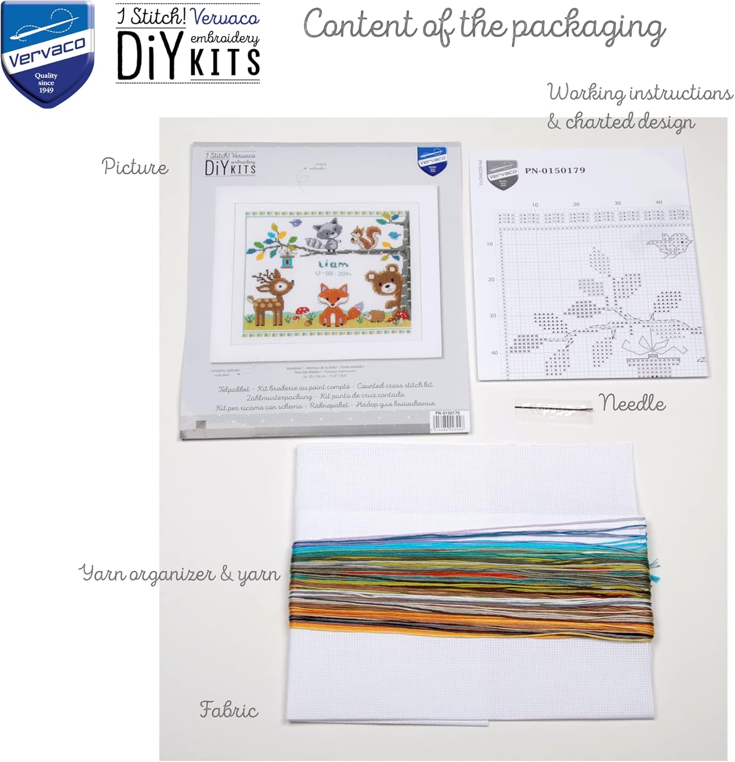 Vervaco Counted Cross Stitch Kit Forest Animals 11.2" x 9.6"