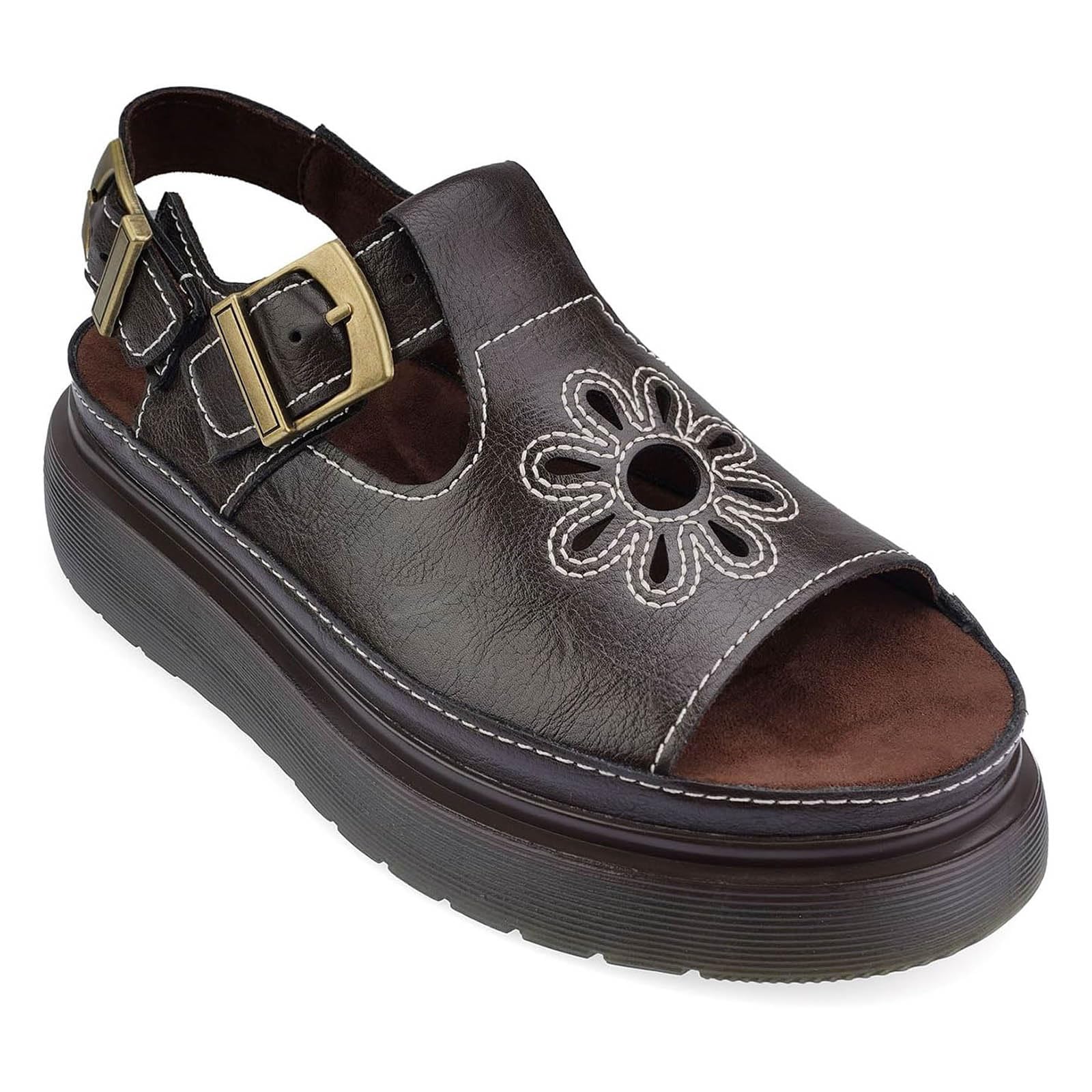 Genérico Chanclas Para Mujer Sandaliasde Verano Para Mujer, Sandalias Elegantes, Cós, Ligeras Y Ajustables Mules De Cuero Cós Pantuflas De Cuña Con Vintage, Pantuflaspremium La Playa, Talla