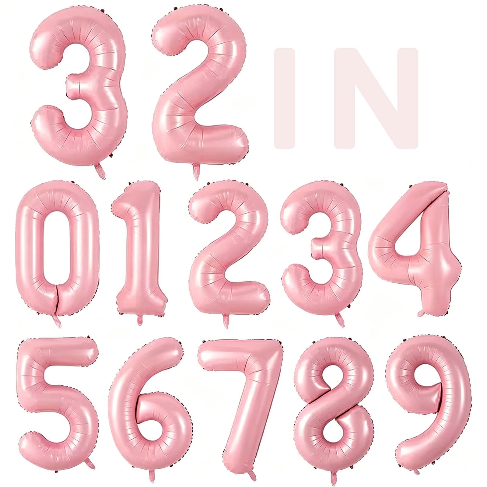 Photo 1 of 10 Pcs Number Balloons 32 Inch Pink 0-9 Number Mylar Foil Balloons Pink Custom Digital Balloons for Birthday Party Engagement Graduations Anniversary Baby Shower Decor Party Supplies