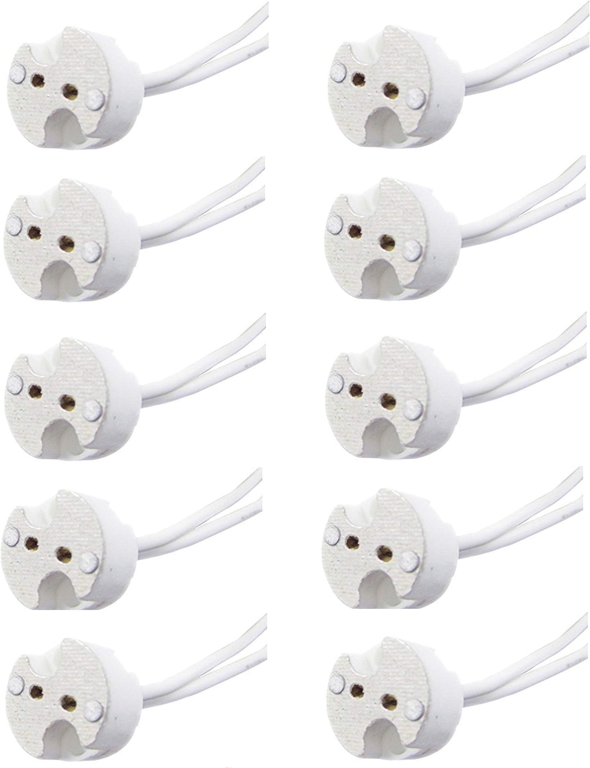 10 Pack Bioluz Led Mr16 Socket, Gu5.3 Halogen Lamp Ceramic Wire Connector Base Socket Adapter Mr11 G4 (Pack Of 10))