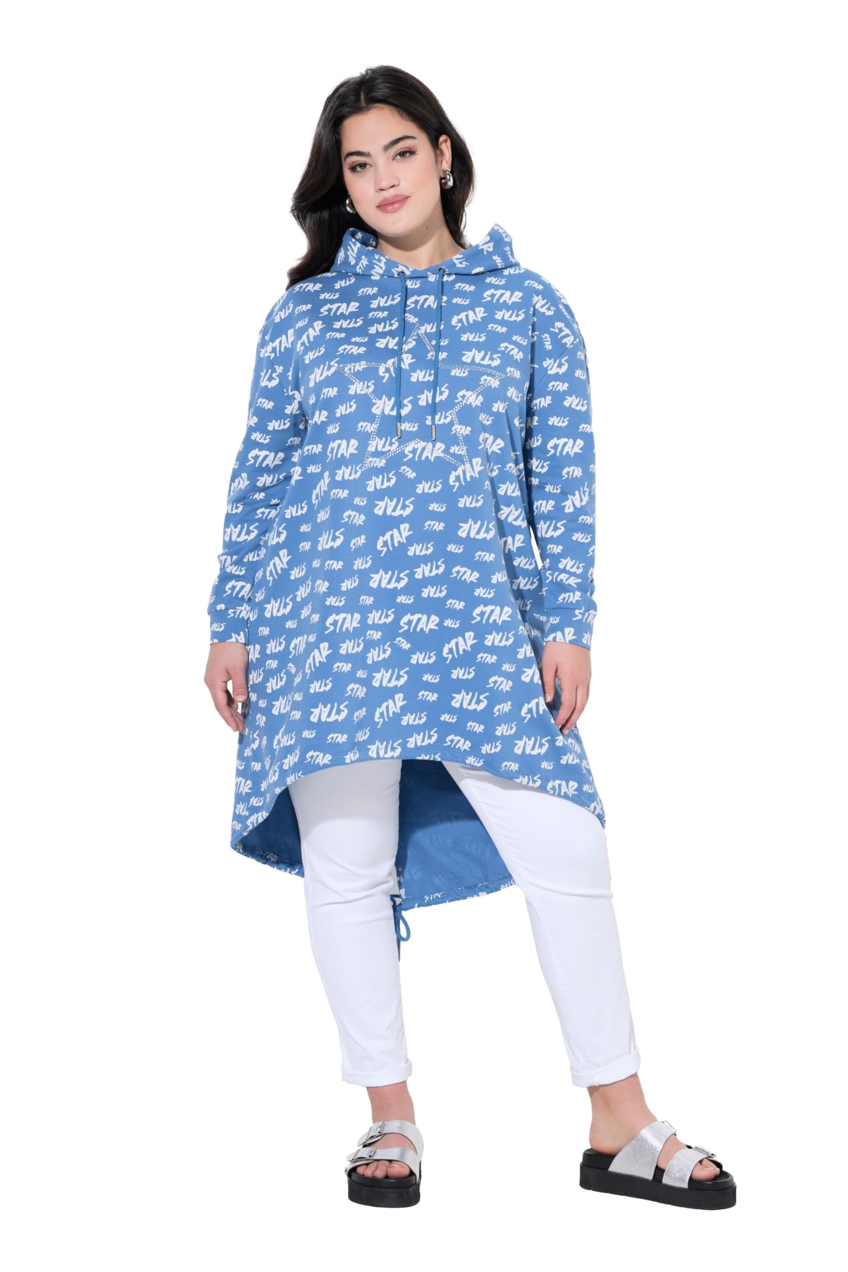 Angel of Style Damen große Größen Übergrößen Plus Size Hoodie, A-Linie, Metallic-Schriftmuster, Kapuze 841744