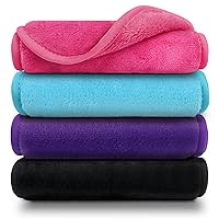 Vista 1 de Orighty Paquete de 4 paños de limpieza facial de microfibra reutilizables, eliminan al instante la suciedad, el maquillaje y el rímel impermeable