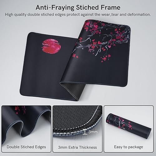 Miniatura 6 de XVX - Alfombrilla de mouse grande para computadora portátil para juegos de tigre, 27.56 x 11.8 pulgadas, almohadillas de escritorio grandes, teclado