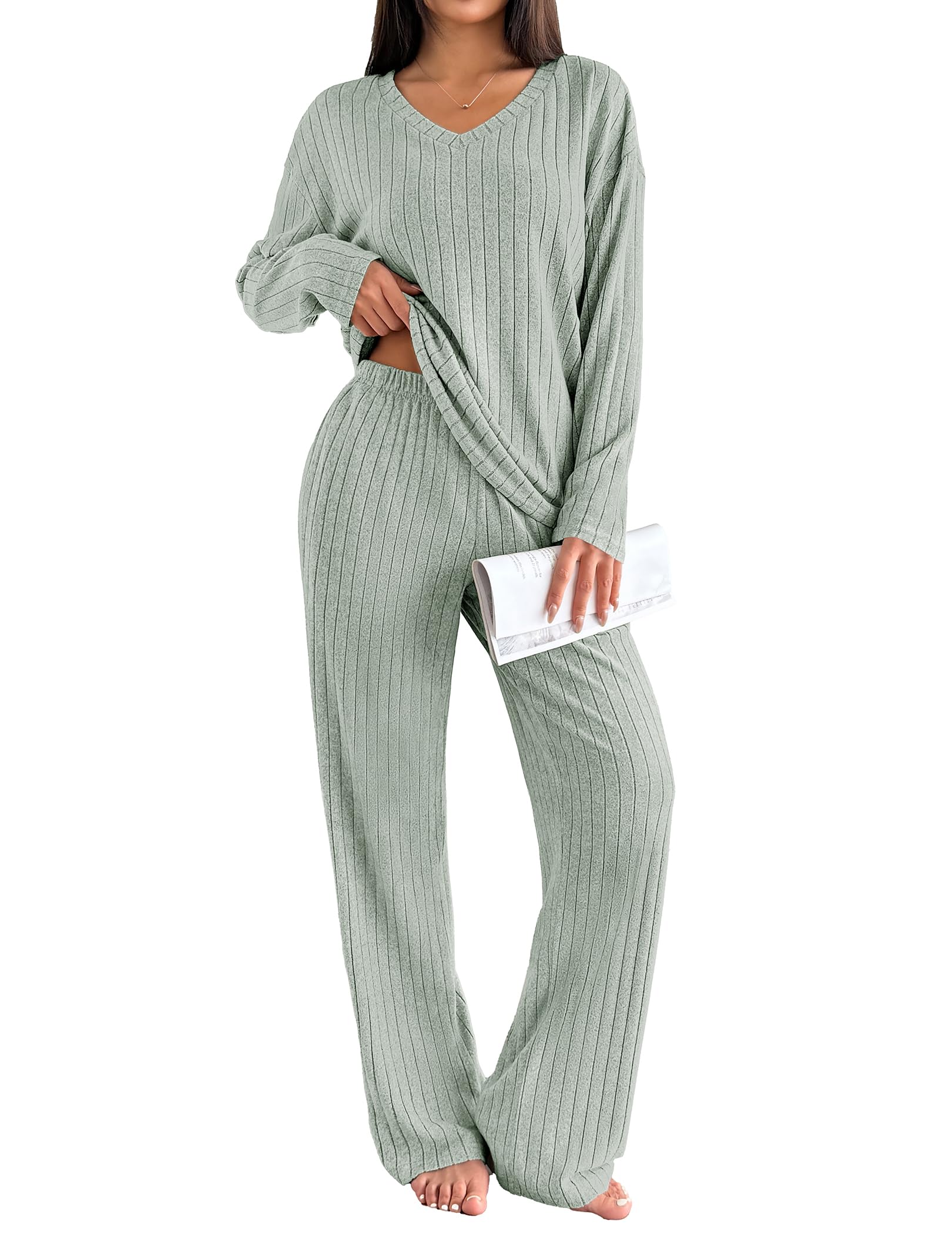 Ekouaer Lounge Sets for Women - Ribbed Knit