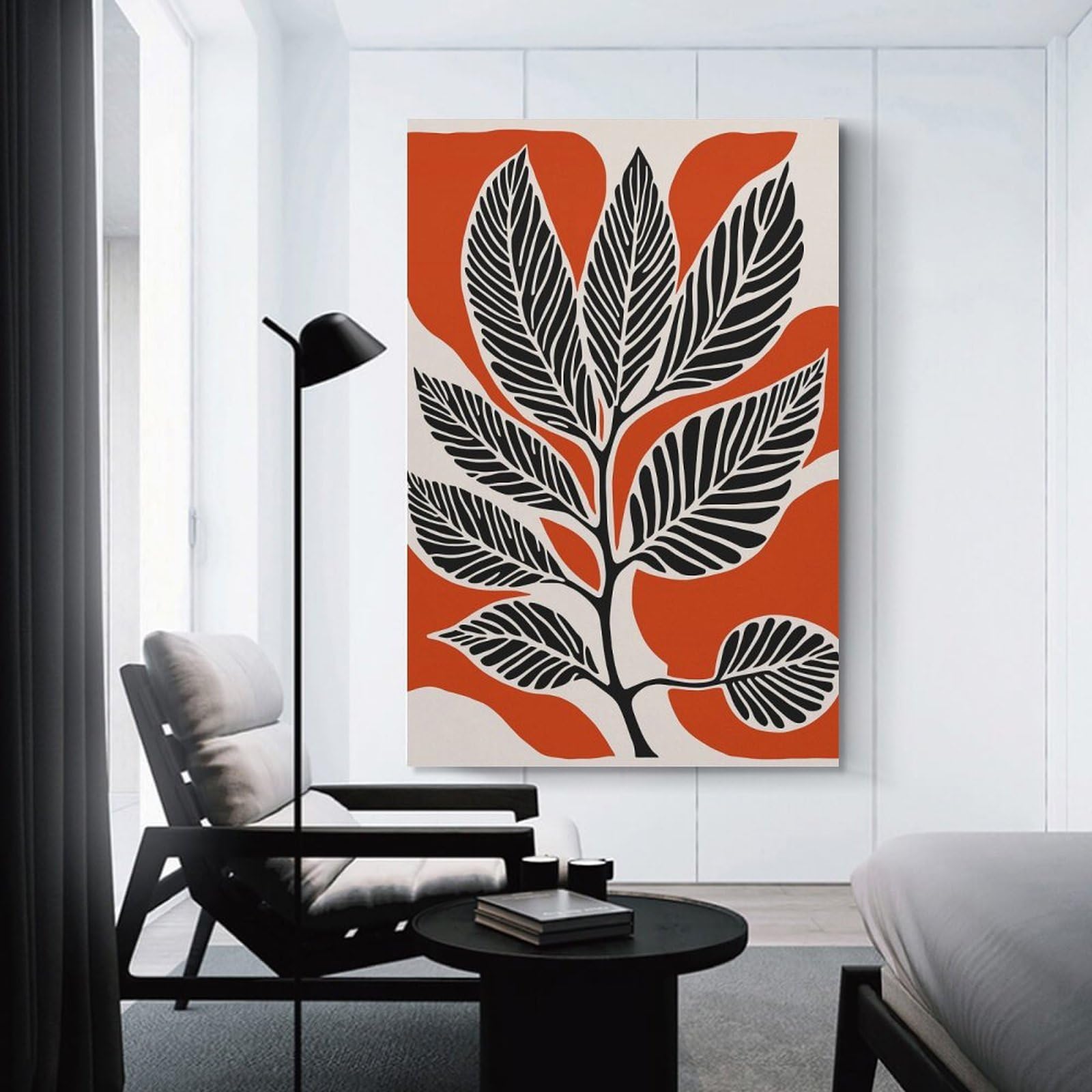 Junmoney Vintage Black Red Leaf Canvas Wall Decor, 20x30inch(50x75cm), for New Homes, Bedrooms Or Workspaces, Gift Idea for Housewarming And Birthdays
