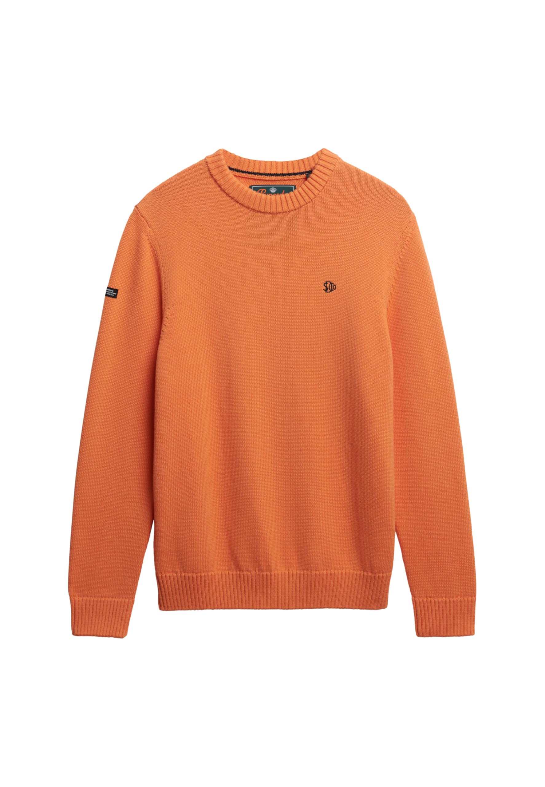 Superdry Men's Preppy Cotton Jumper Pullover Sweater, Washed Tangerine, L