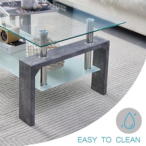 Miniatura 29 de Mesa de centro rectangular para sala de estar, mesa de té adecuada para sala de espera, mesa de centro lateral moderna con patas de madera, mesa de