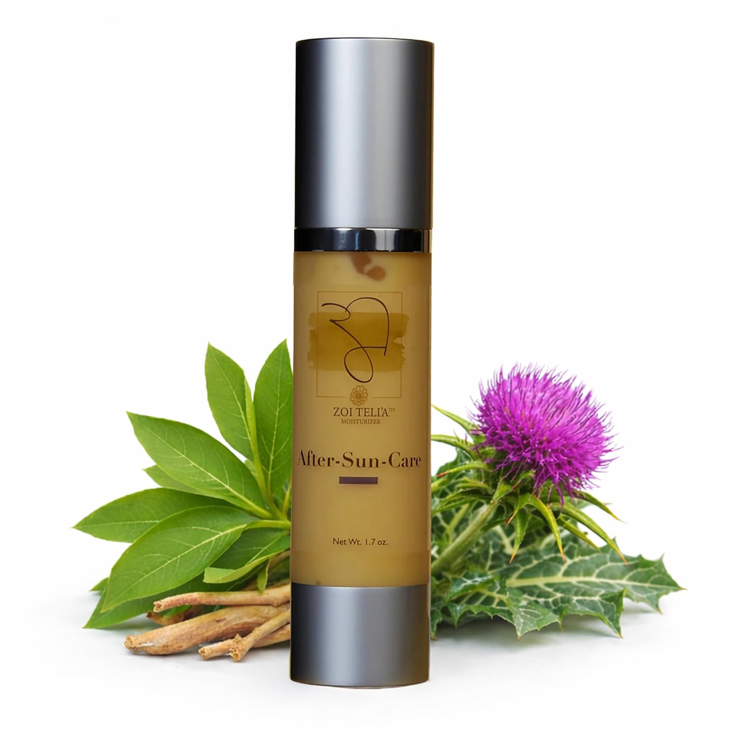 Zoi Teli’a After Sun Care Moisturizer with Coffee Berry Polyphenols, Ashwagandha & Green Tea Extract -Fast Absorbing Daily Moisturizing Summer Skincare Cream for Face and Body - Beige - 1.7 oz