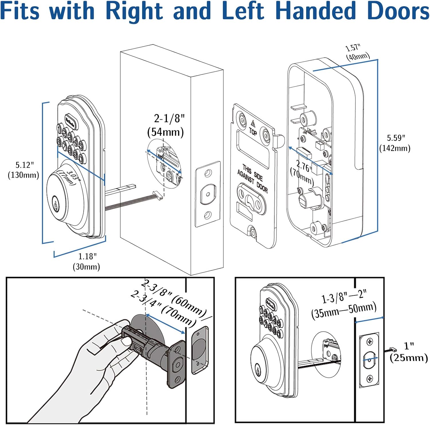 Keyless Entry Door Lock Deadbolt, Hutools Keypad Door Lock, Auto Lock Digital Back Lit Keypad, 20 User Codes, 1 Touch Lock, 1 Time Pin Code, Bronze