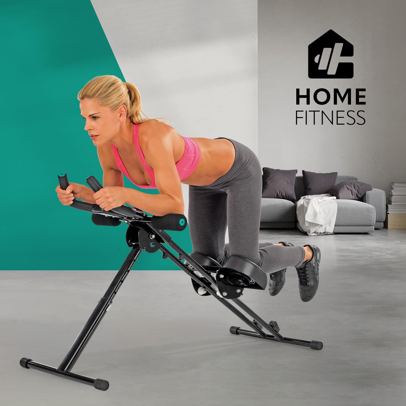 VITALmaxx 'Fitmaxx 5' entrenador de abdominales plegable | Entrenador de espalda, abdominales, brazos y piernas en uno con ordenador de fitness | Ahorro de espacio
