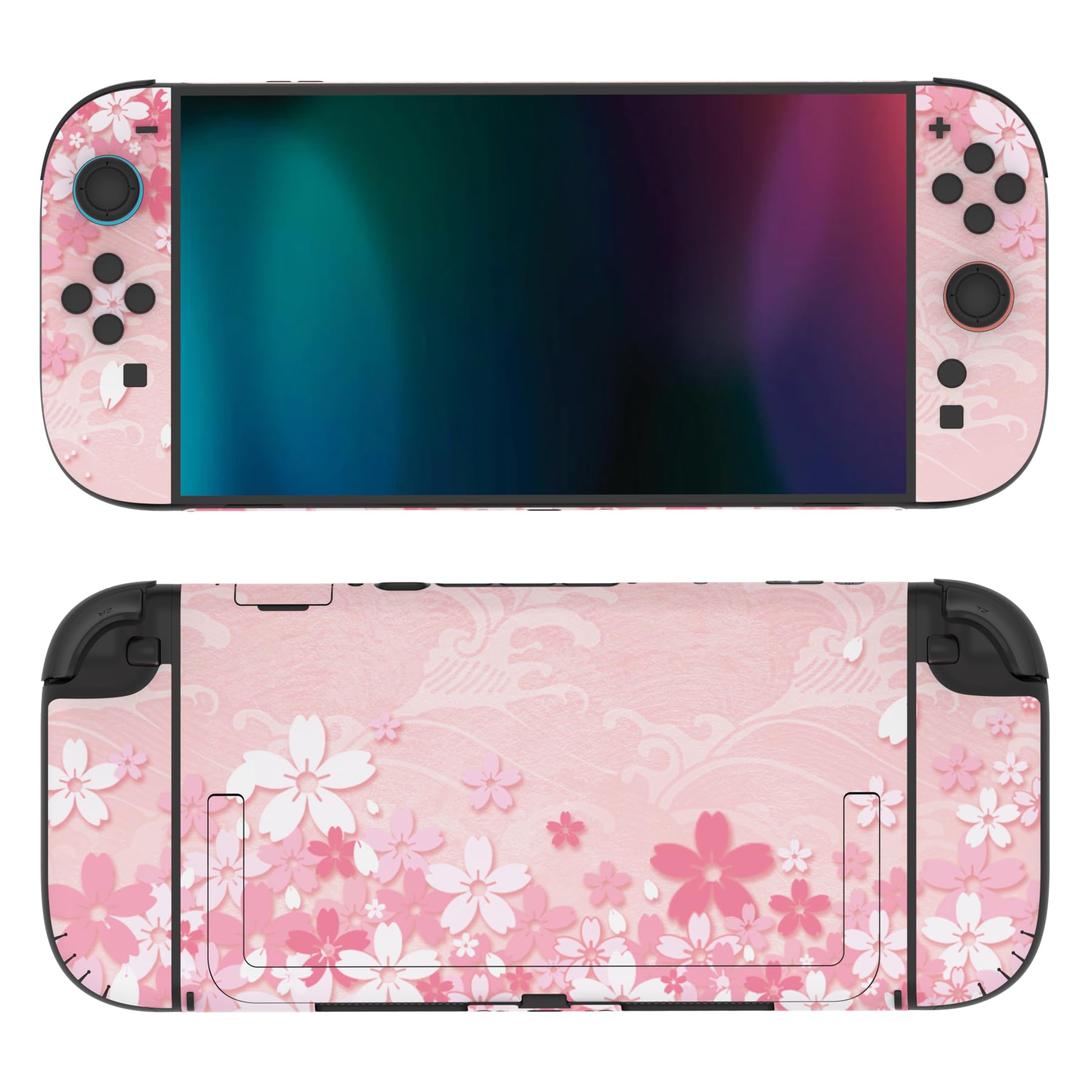 PlayVital for Nintendo Switch 2 Skin Full Set (2-Pack) - Protective Vinyl Decal Stickers for Switch 2 Console, Controllers, Handle Grips & Dock | No Residue, Anti-Scratch - Cherry Blossoms Petals - 5