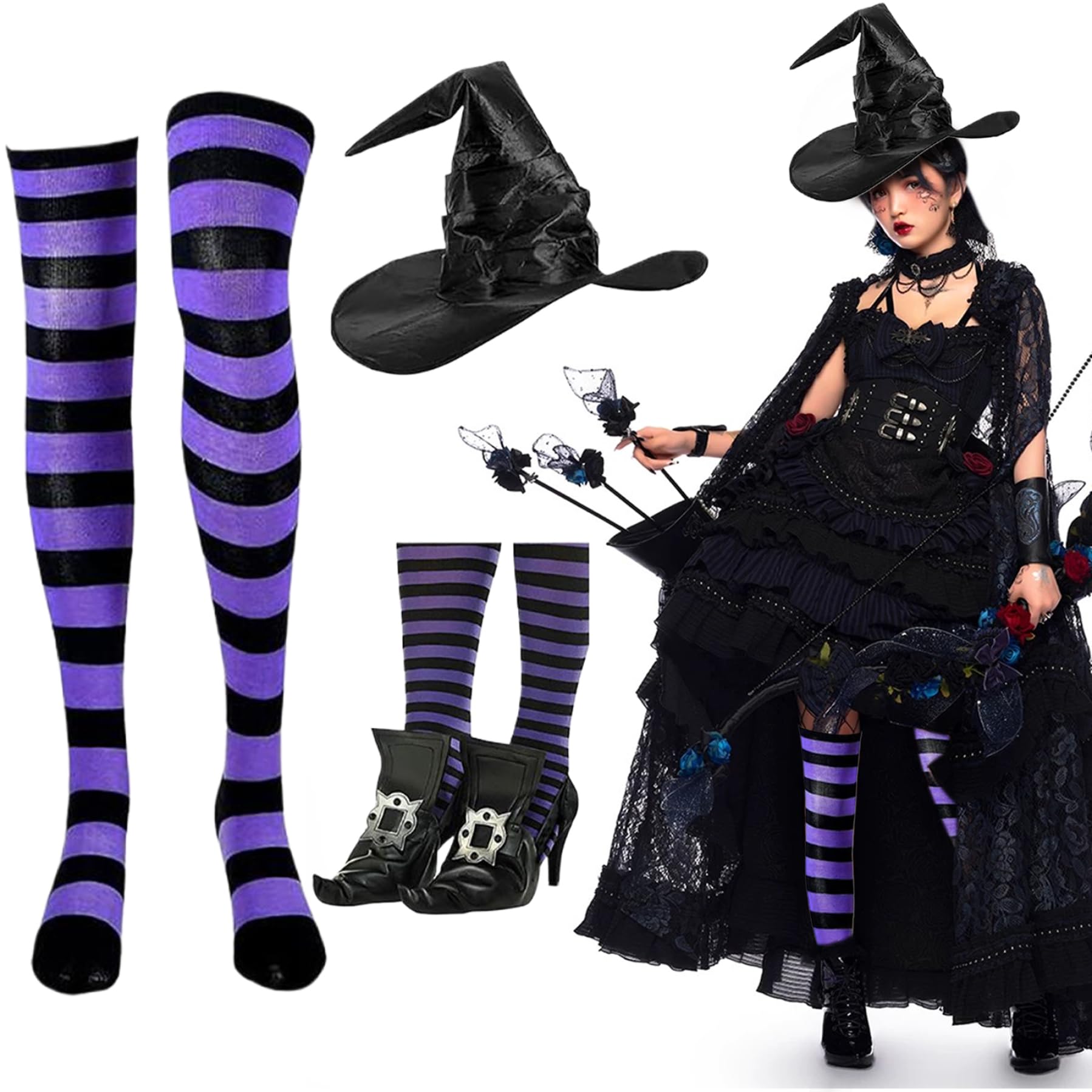 Amazon.co.jp: ハロウィンウィッチコスチュームセットには、黒い魔女の