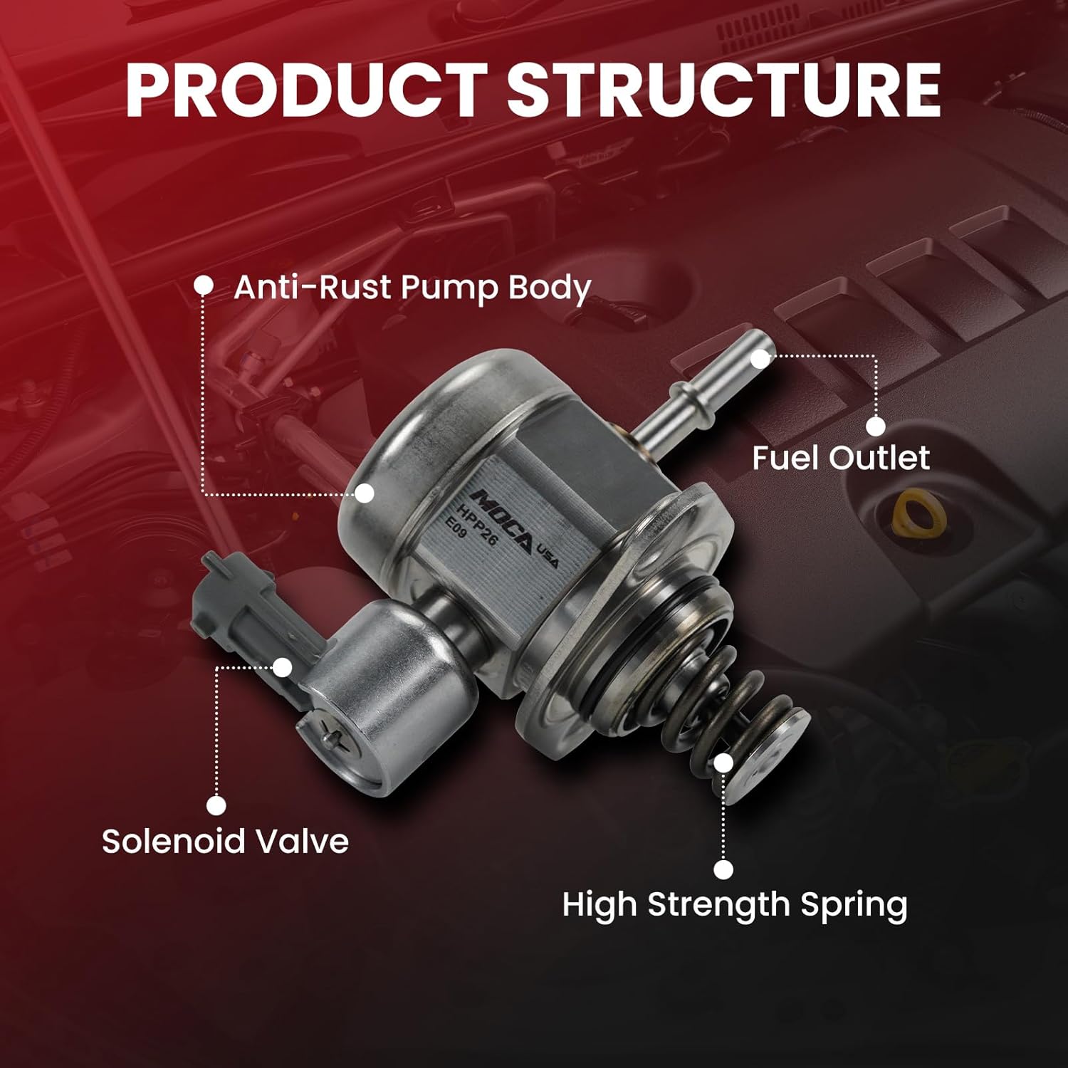 MOCA High Pressure Fuel Pump fits Ford 2012-2014 Edge, 2013-2016 Escape, 2012-2015 Explorer, 2013-2018 Focus, 2013-2016 Fusion Turbocharged 2.0L