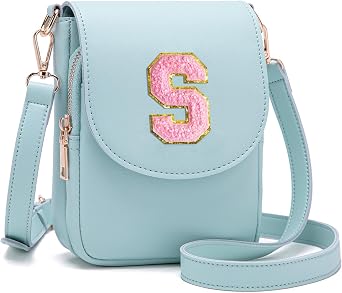 Viverte Crossbody Purse for Teen Girls Small Initial Cell Phone Toddler Purse Leather Triple Compartment Crossbody Bags