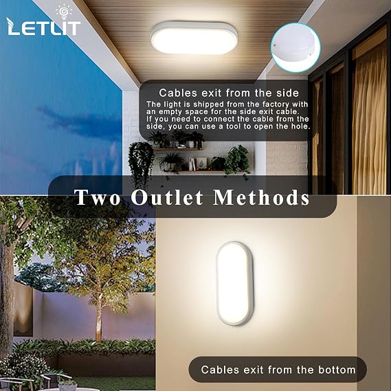 18W LED Wall Light Outside 2 Pack, IP65 Bathroom Bulkhead Light, LED Ceiling Light, 1800LM 4000K Porch Light for Indoor, Outdoor, Kitchen, Garage, Hallway, Cellar, Garden [Energy Class E]