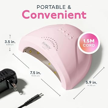 SUNUV UV Nail Lamp, 15ml Top and Base Coat Gel Polish Set Home and Salon Use SUNONE Pink