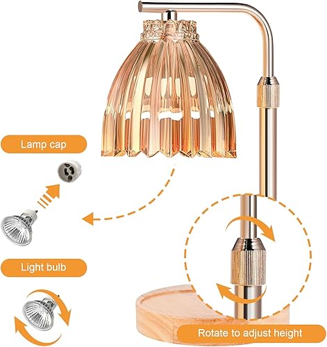 Miniatura 6 de Tigvio Lámpara eléctrica calentadora de velas con temporizador y atenuador, diseño moderno de vidrio para velas perfumadas de cera y frasco, regalo