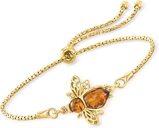 Amber Bumblebee Bolo Bracelet in 18kt Gold Over Sterling