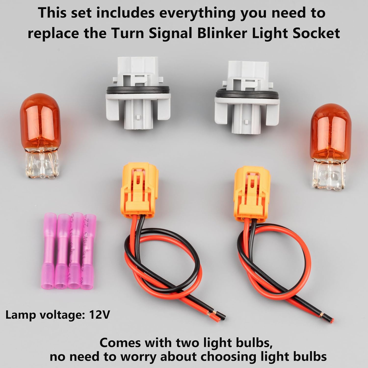 Turn Signal Light Socket, Blinker Adapter Base with Wire Harness Connector Compatible with Honda Civic Fit Insight Odyssey Pilot for Acura ILX MDX RSX Replace OE 33302-S7A-003 with 2 Bulb