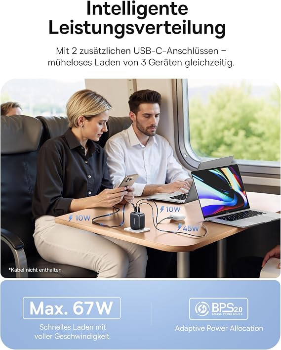 Baseus Enercore USB C Charger 67 W GaN Fast Charger with Cable