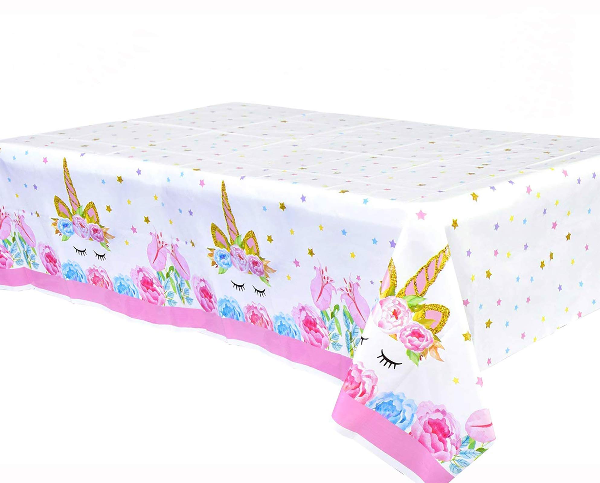 Nifasniy Unicorn Plastic Tablecloth 86"x51",Unicorn Disposable Rectangle Table Cover for Unicorn Birthday Party Decoration,Unicorn Magic Birthday Party Supplies for Girls or Baby Shower,2 Pack big