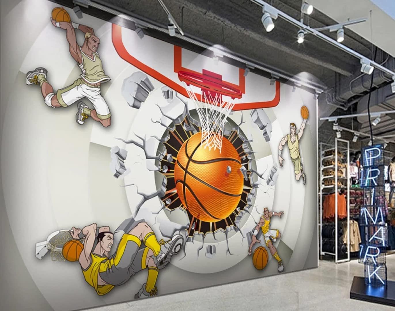Street Basketball Ball Peel and Stick Wallpaper Wall Design Removable 100''H x 150''W