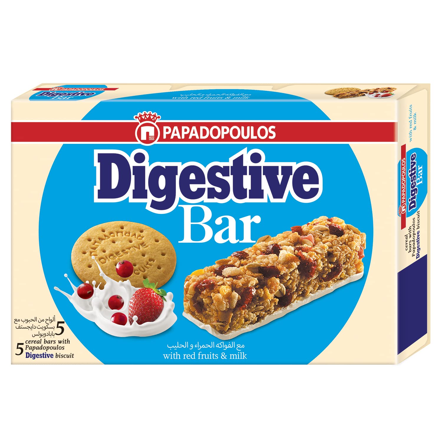 Papadopoulos Digestive Bar with Fruits and Milk, 28g, Pack of 5