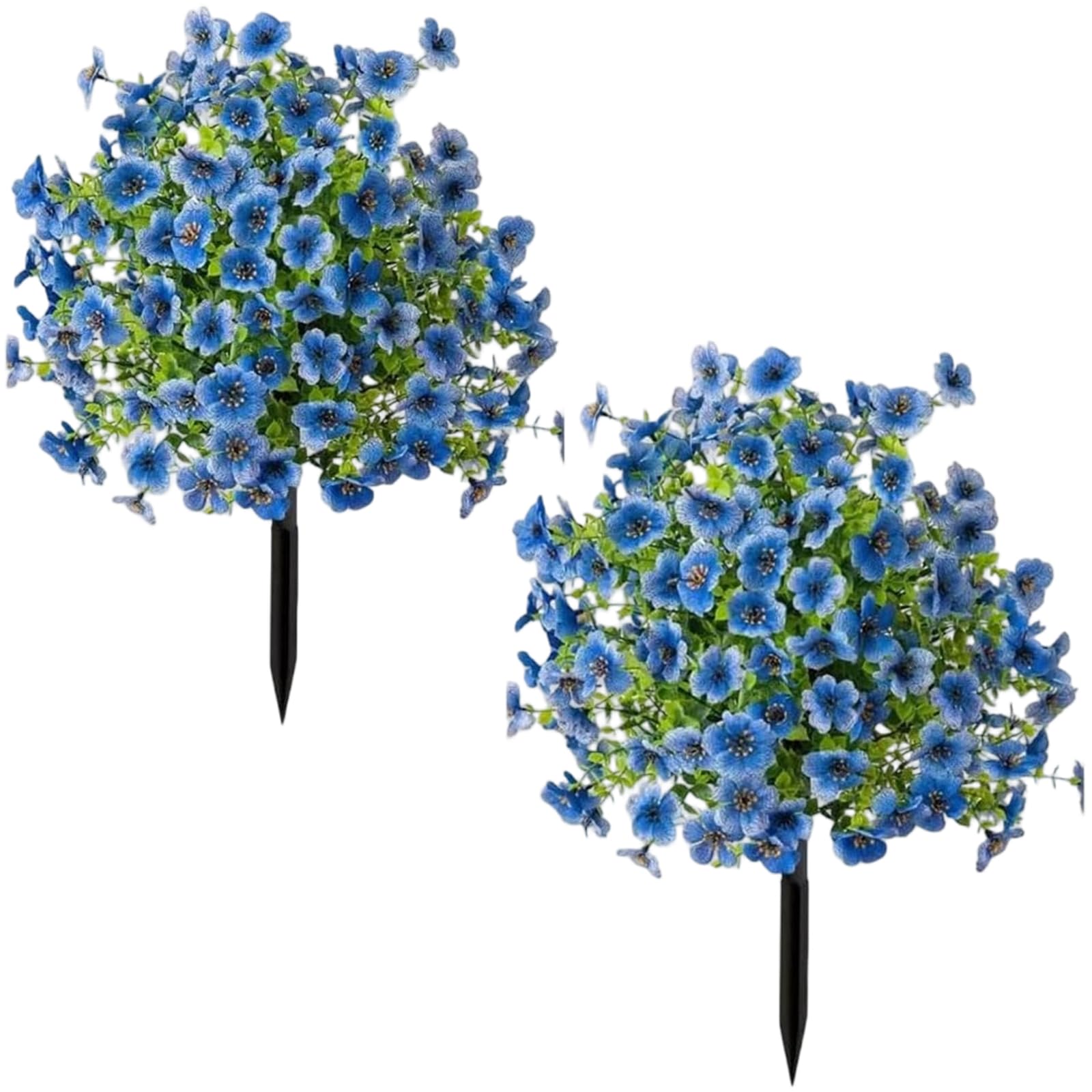 Fleurs artificielles d'extérieur résistantes aux UV, lot de 2 fausses fleurs en soie de 60 cm avec piquet