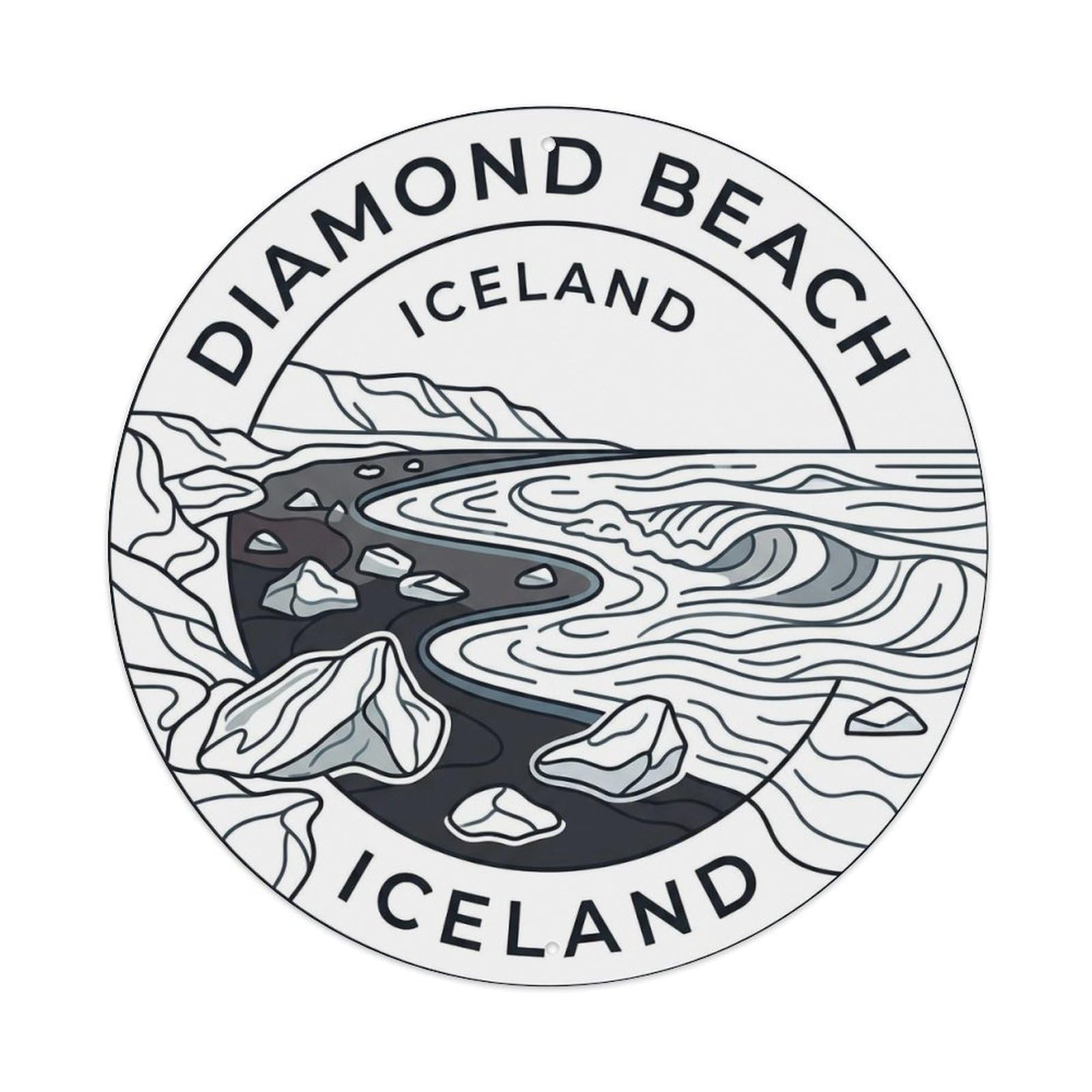 Vintage Travel Diamond Iceland Beach Metal Tin Sign