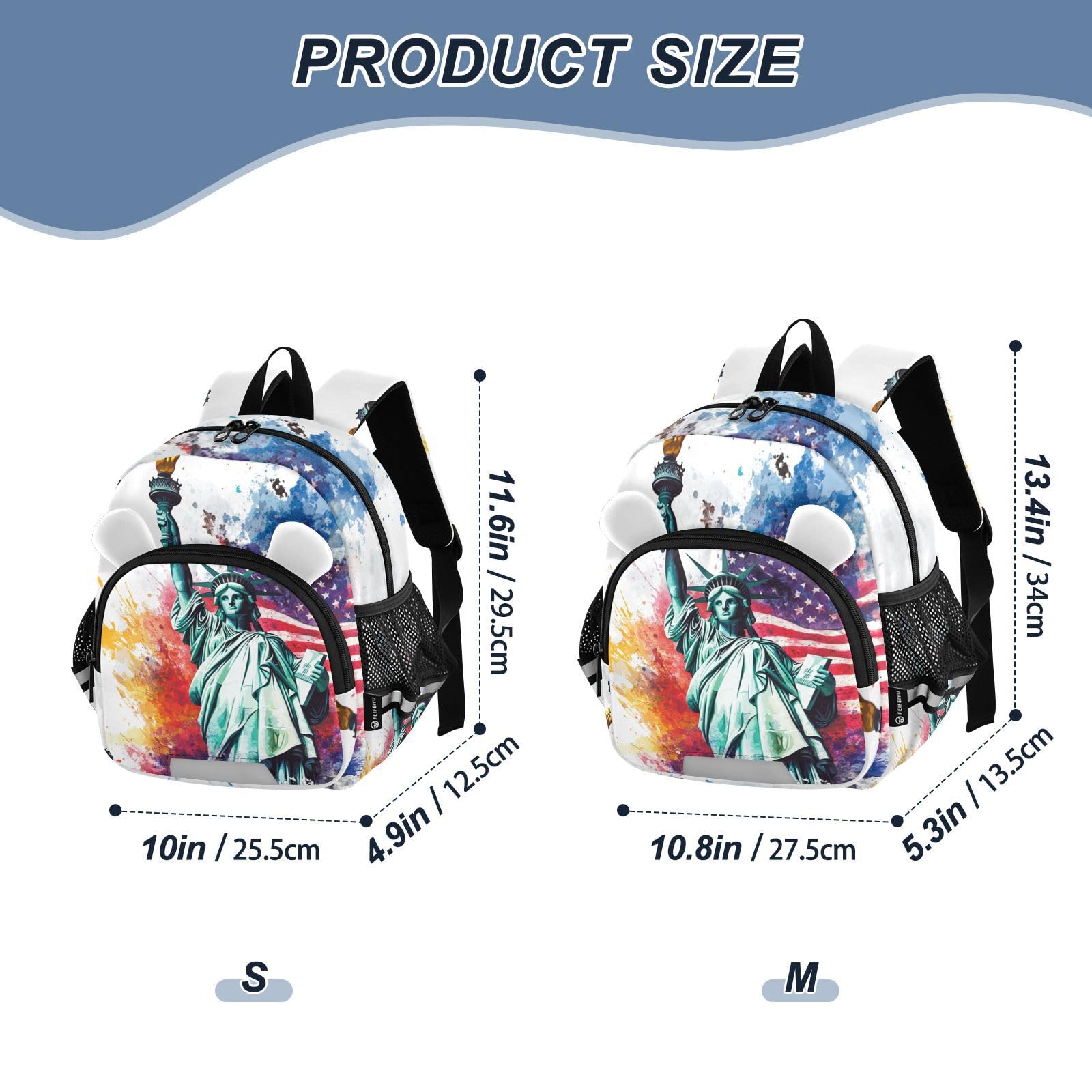 Lady Liberty Flag Colorful Toddler Harness Backpack for Boys Girls 3-6 Years Kids Backpack with Anti Lost Safety Leash Baby Harness Bookbag for Walking Preschool Travel