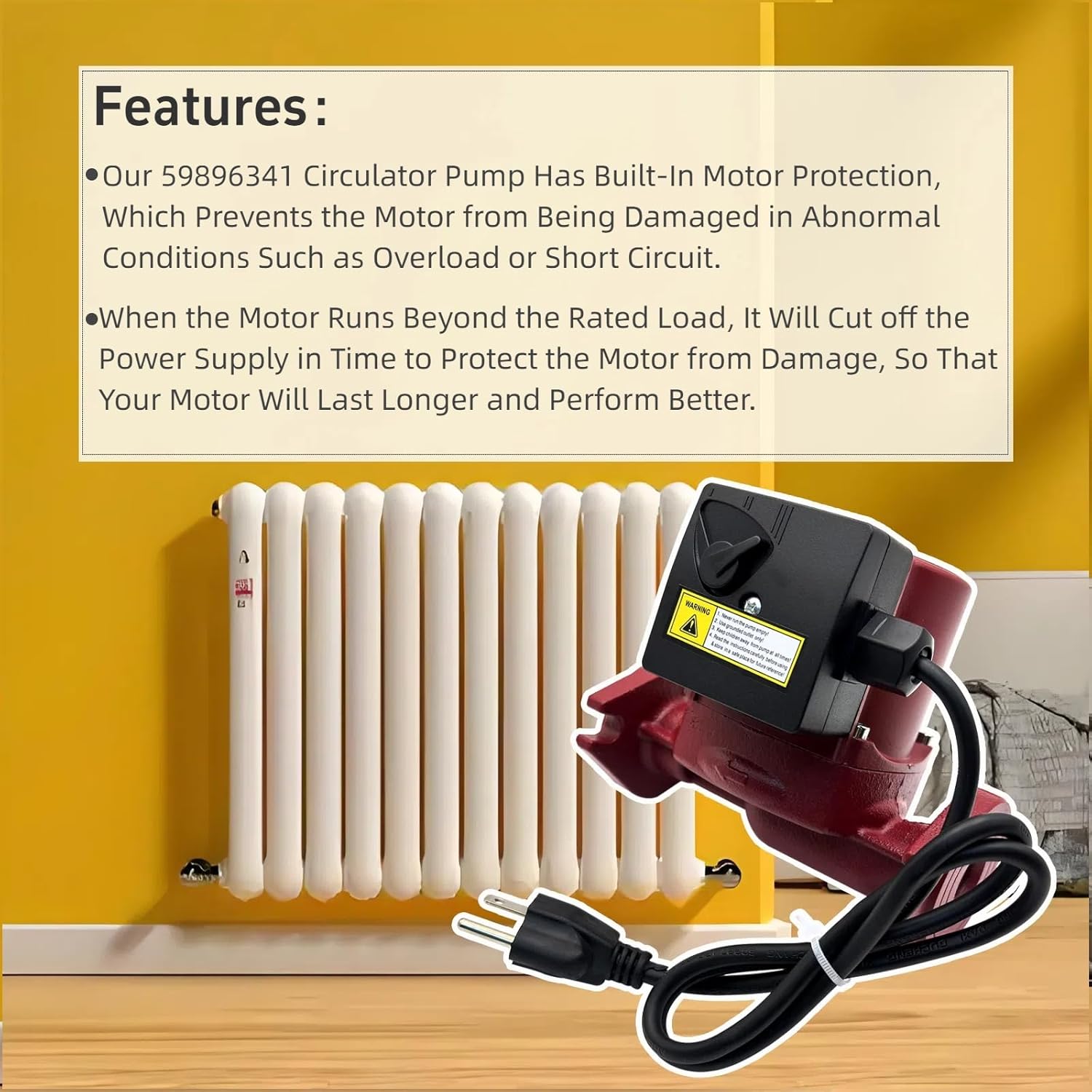 115V 17GPM Three-Speed Circulator Pump Replacement for 59896341 Fit for Grundfos UPS15-58FC (UPS 15-58 FC) Nonsubmersible Circulation Pump 1/25HP