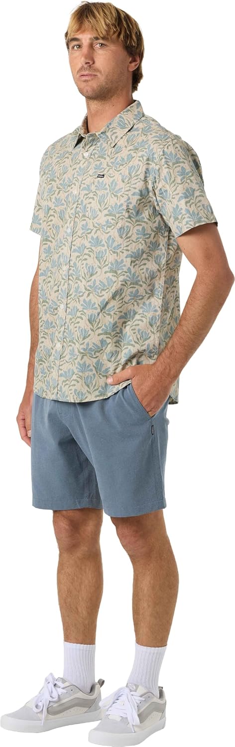 O'NEILL Men's Reserve Light Check Elastic Waist 18 Inch Hybrid Shorts | Lightweight Stretch Fabric, Hyperdry Water‑Repellent
