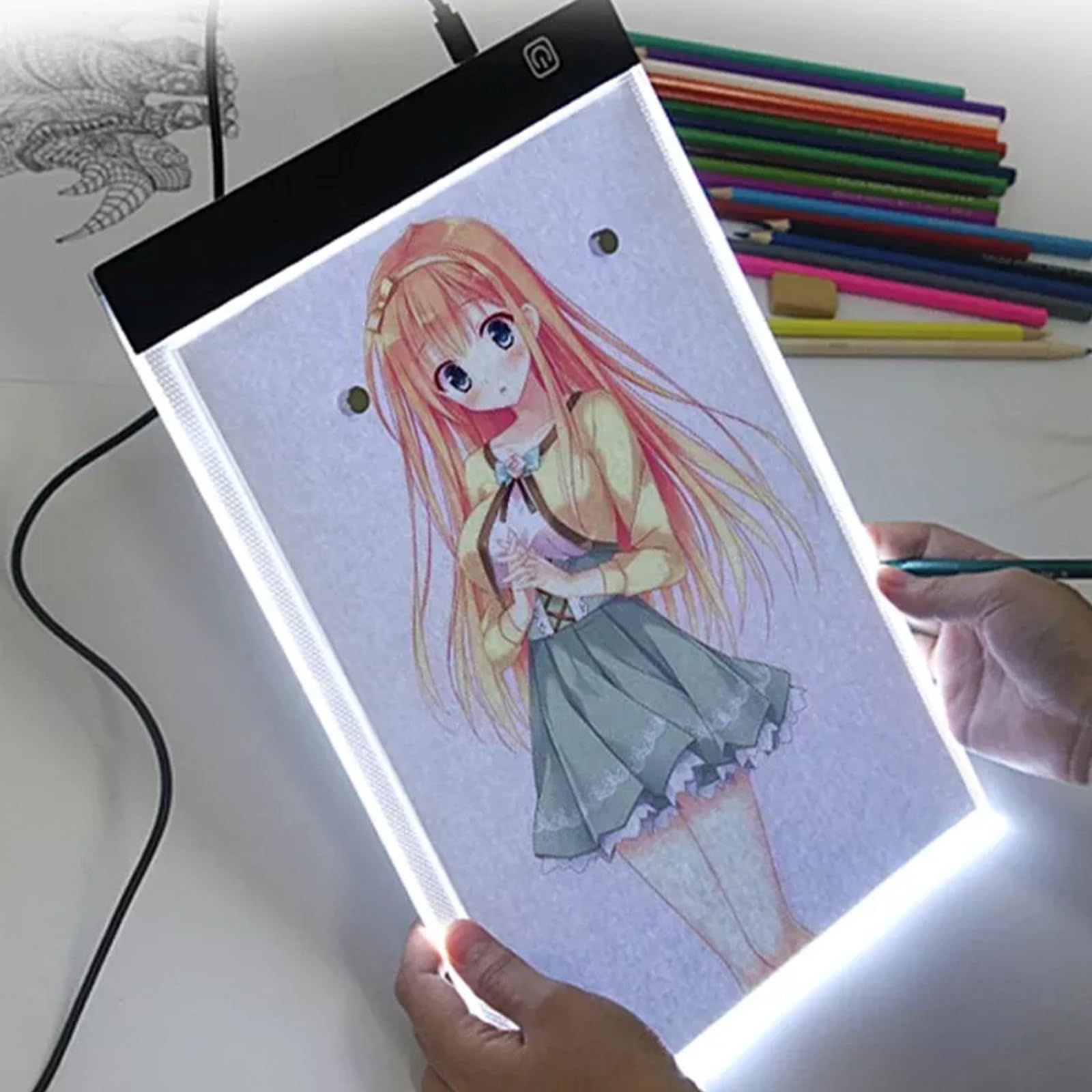 Retoo Mesa de Luz para Calcar A4, LED Tableta de Luz Dibujo Tablero de Pintura de Ultrafino de 4 mm, Cable USB Tablero luminoso para, Animación Dibujo Diseño Bosquejo Bordado Bocetos