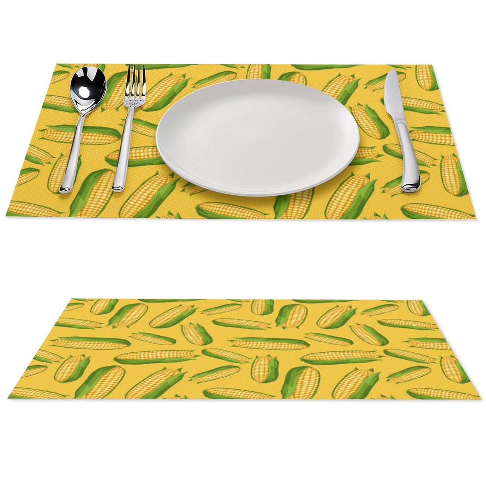 Fresh Ripe Corn Cobs Pattern Placemats Set of 4 PCS Washable Table Runner 18" X 12" Place Mats for Kitchen Party Dining Decoration