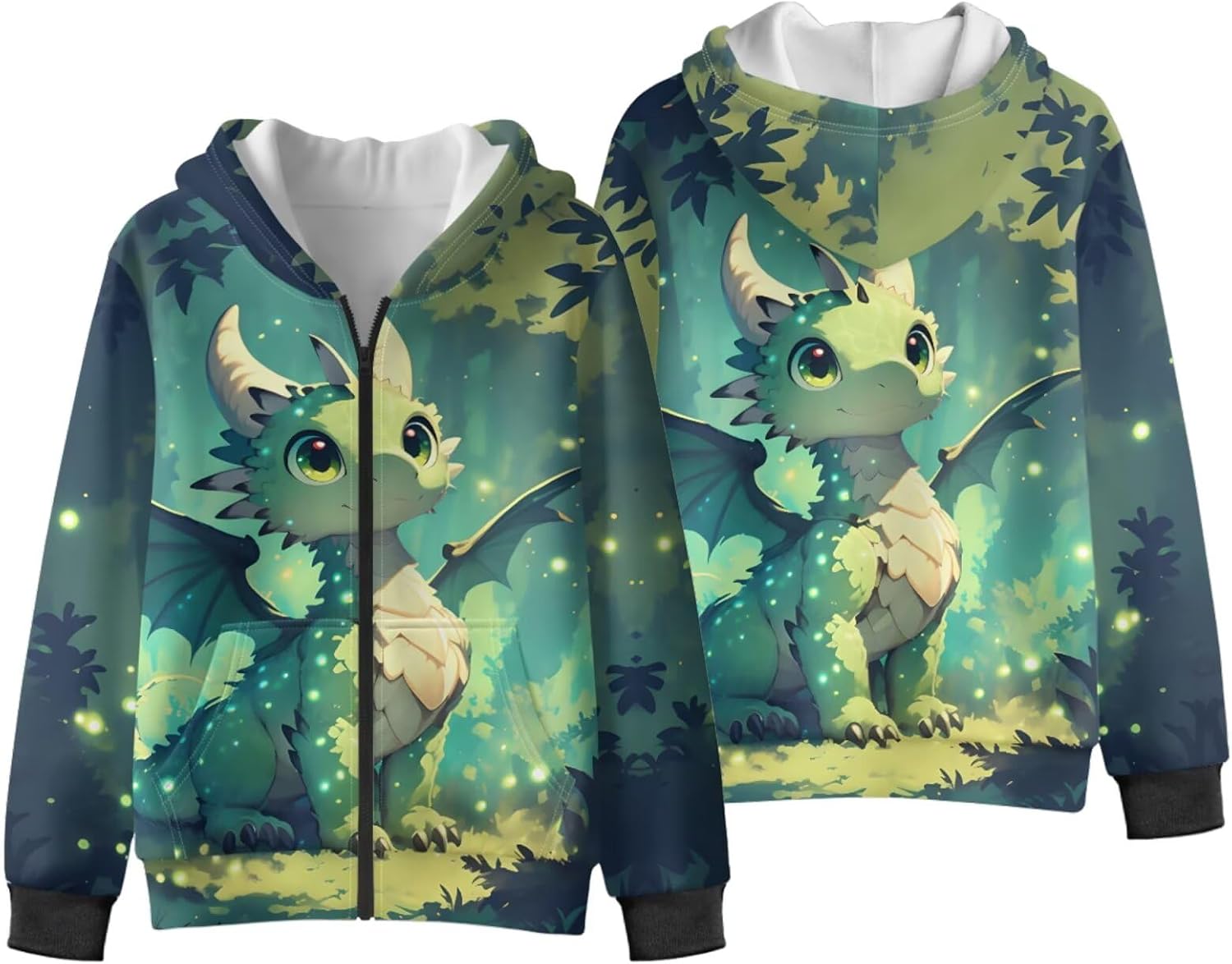 Fleece Hoodies for Kids Long Sleeve Zip Up Jacket Cute Hooded Sweatshirt with Pocket Relax Fit Workout Coat