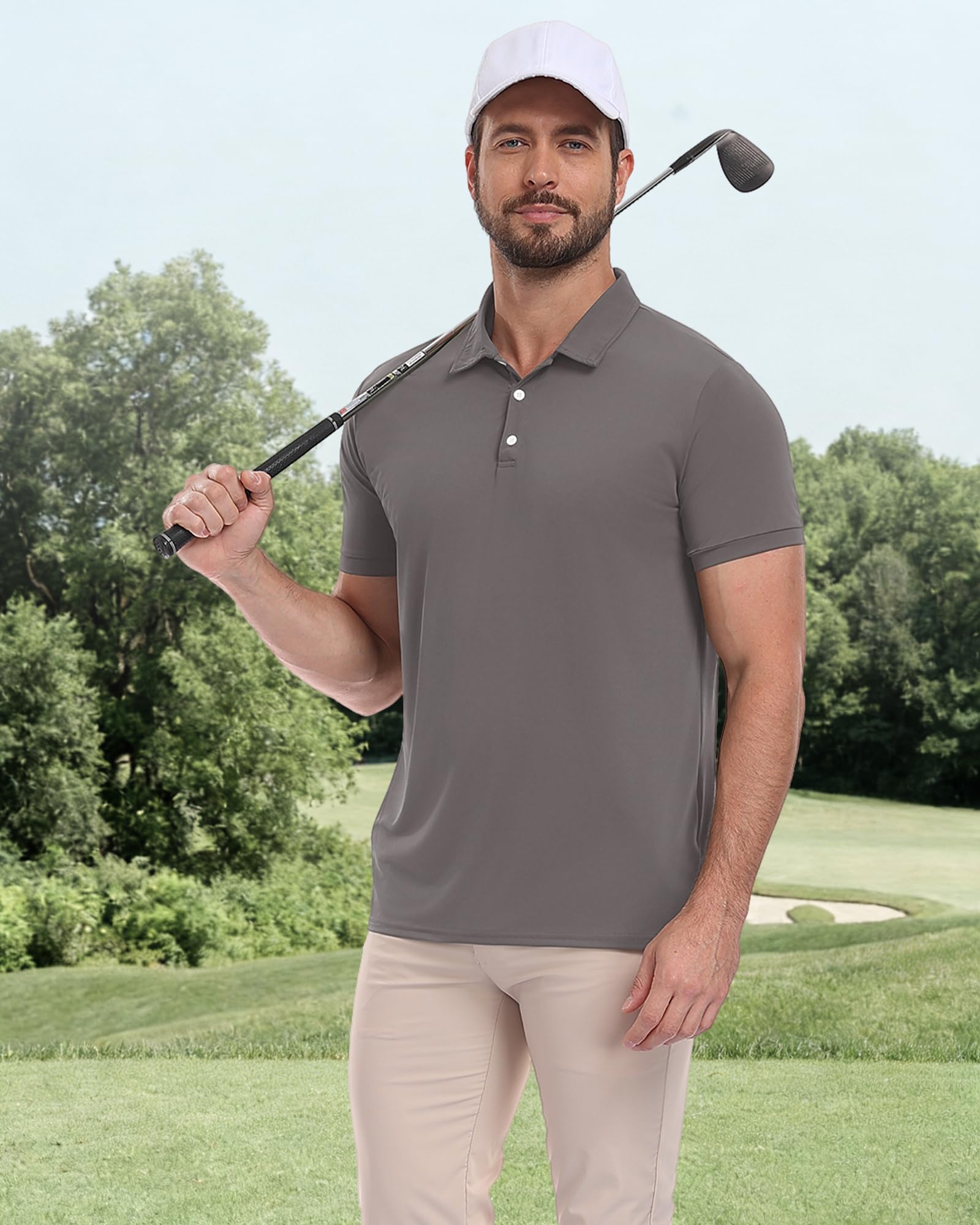 KUYIGO 3 Pack Mens Polo Shirts Short Sleeve Moisture Wicking Quick Dry Performance Summer Casual Athletic Golf Shirt - 4