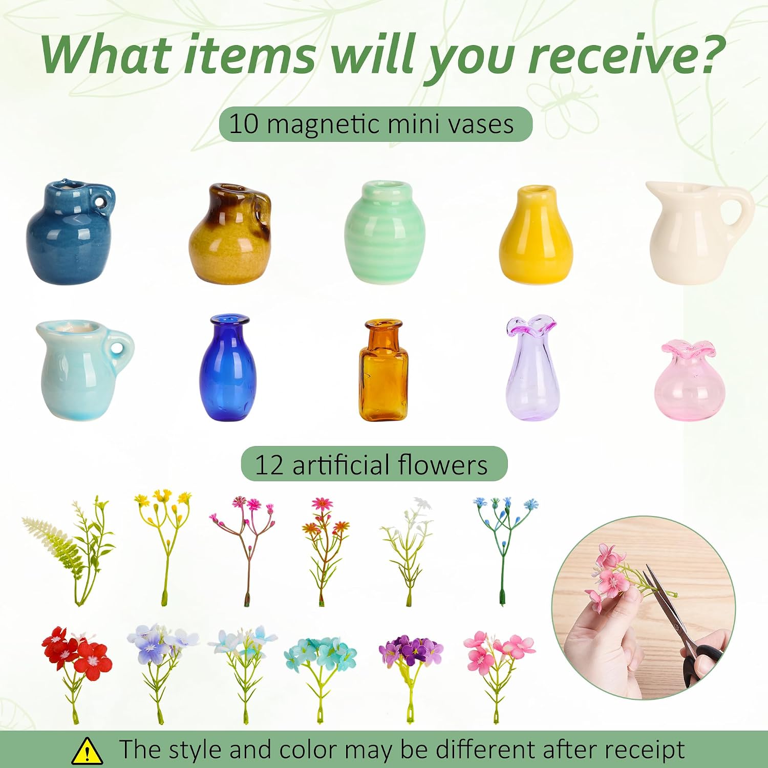 Ceramic & Glass Mini Vase Magnets for Fridge,Funny Magnets,10 Pack
