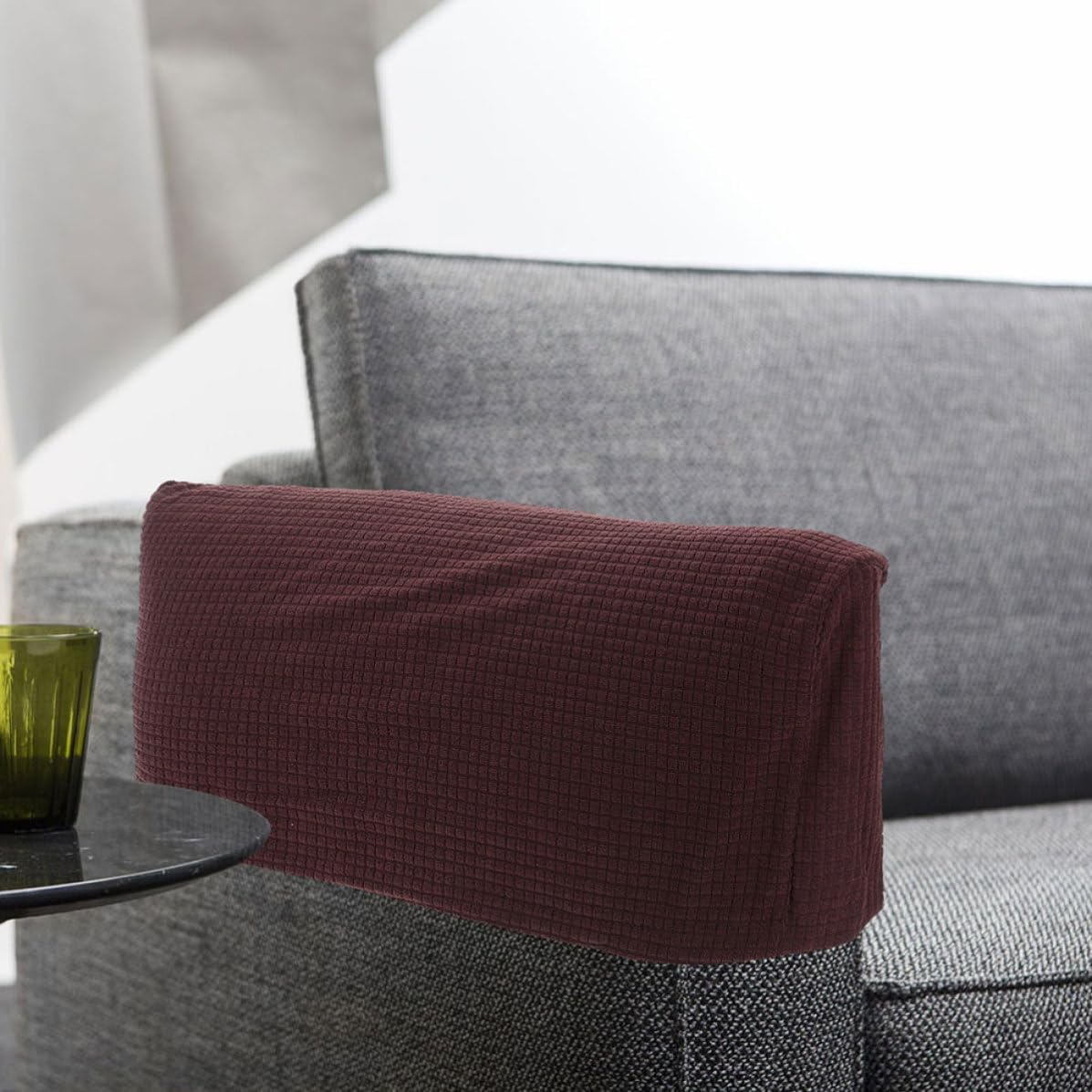 BETOOKY 1 Pair Stretch Sofa Armrest Covers for Sofas, Elastic Full Wrapping Polyester Slipcovers with Non-Slip Waterproof Feature, Practical Arm Rest Covers for Families with Guests