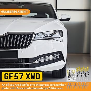 32 NUMBER PLATE CAR FIING FITTING KIT 32 SCREWS HINGE CAPS YELLOW