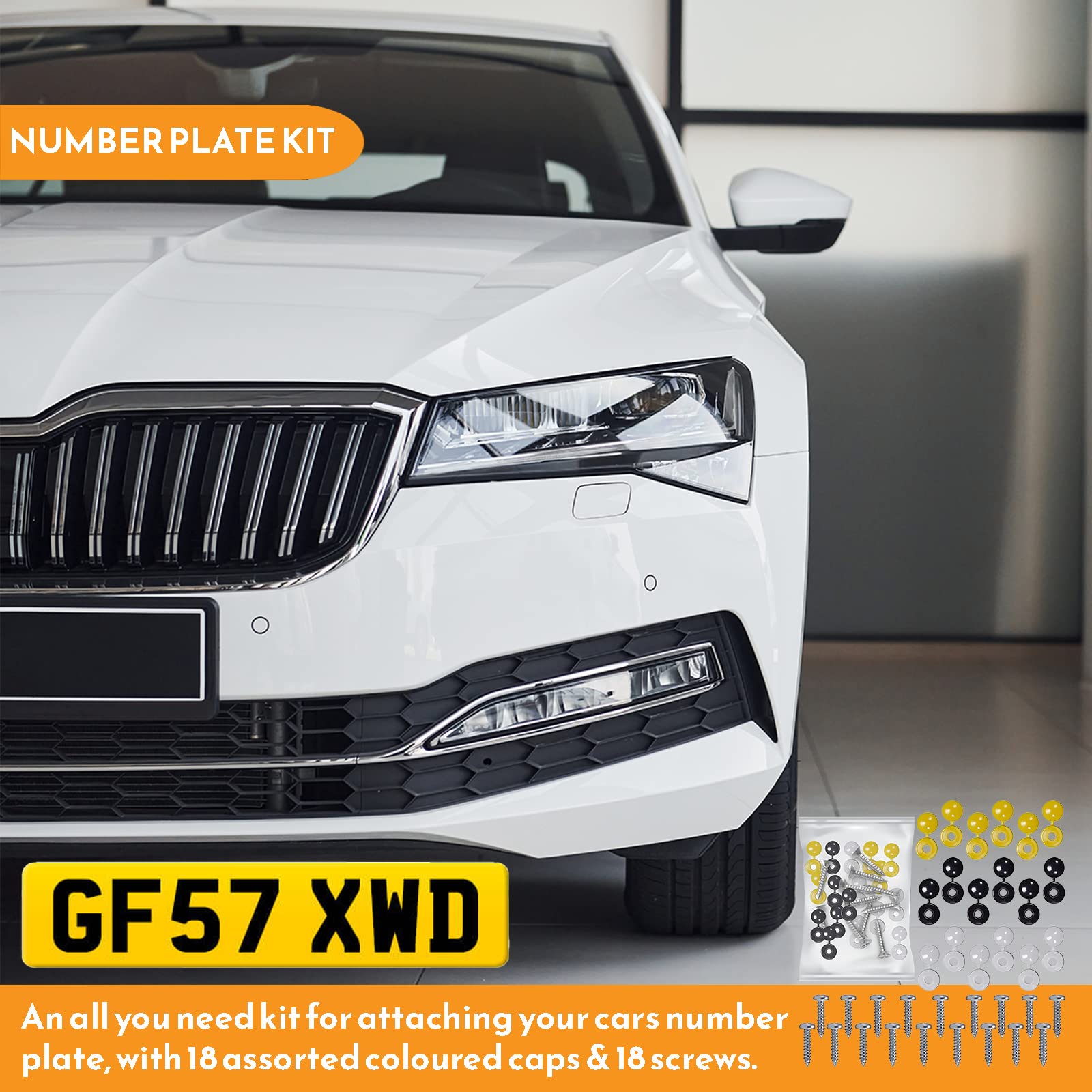 Number Plate Fitting Kit – 500 Screws & Caps, White/Yellow/Black, UK Made - View #4