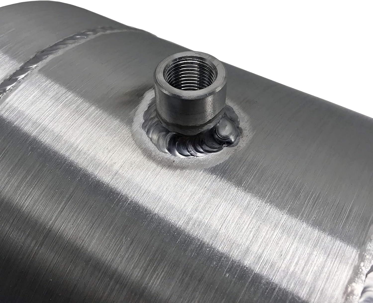 Yilann 2.5 Gallons Spun Aluminum Fuel Gas Tank 8" x 12" Center Fill 1/4" NPT Outlet, For Go Kart, Lawn Mower, Tractor, Mini Excavator
