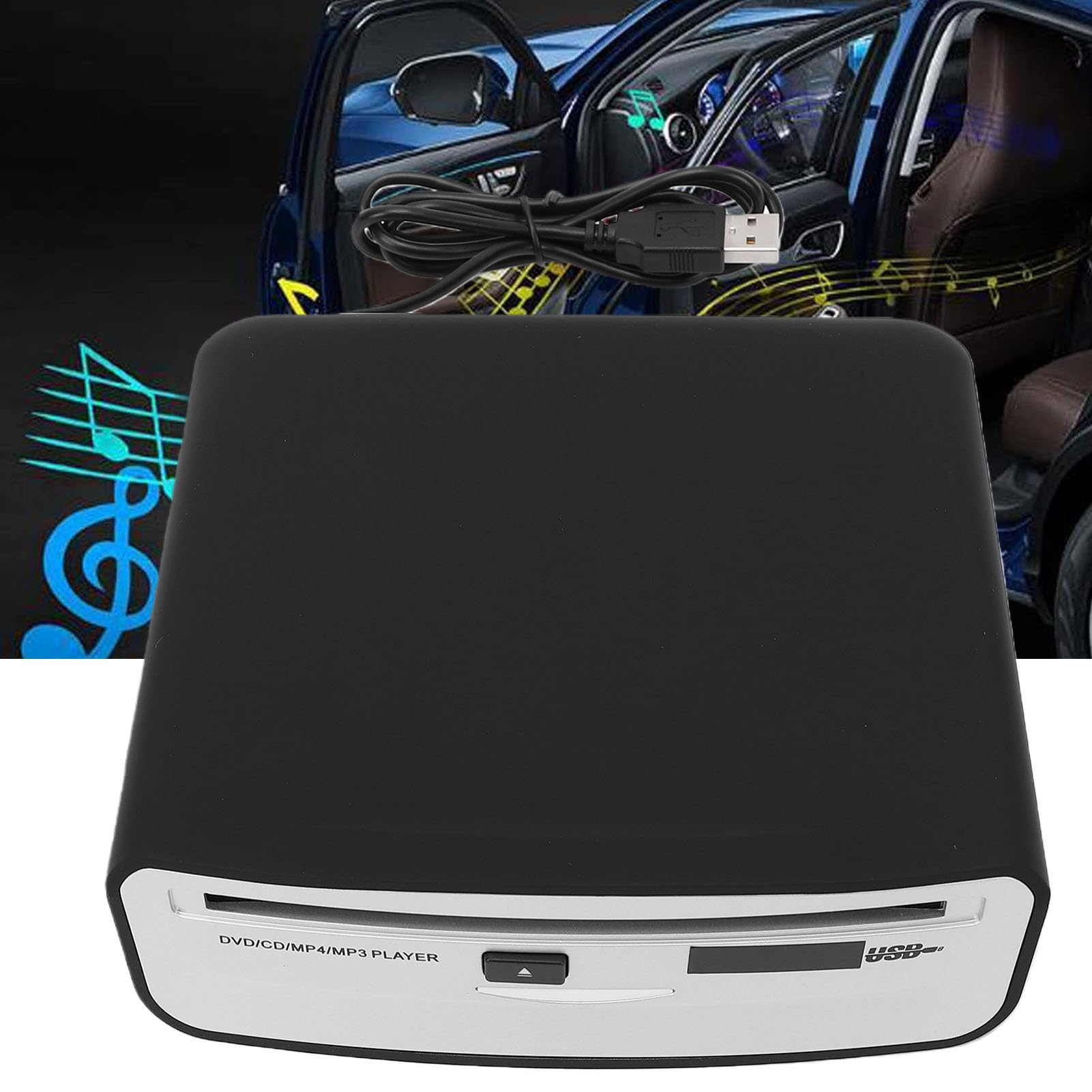 Generic Zewnętrzny Samochodowy Odtwarzacz CD, Odporny na Wstrząsy | Zasilany przez USB, Plug and Play, podwójny interfejs, zabezpieczenie przed przeskakiwaniem, przenośny odtwarzacz CD do