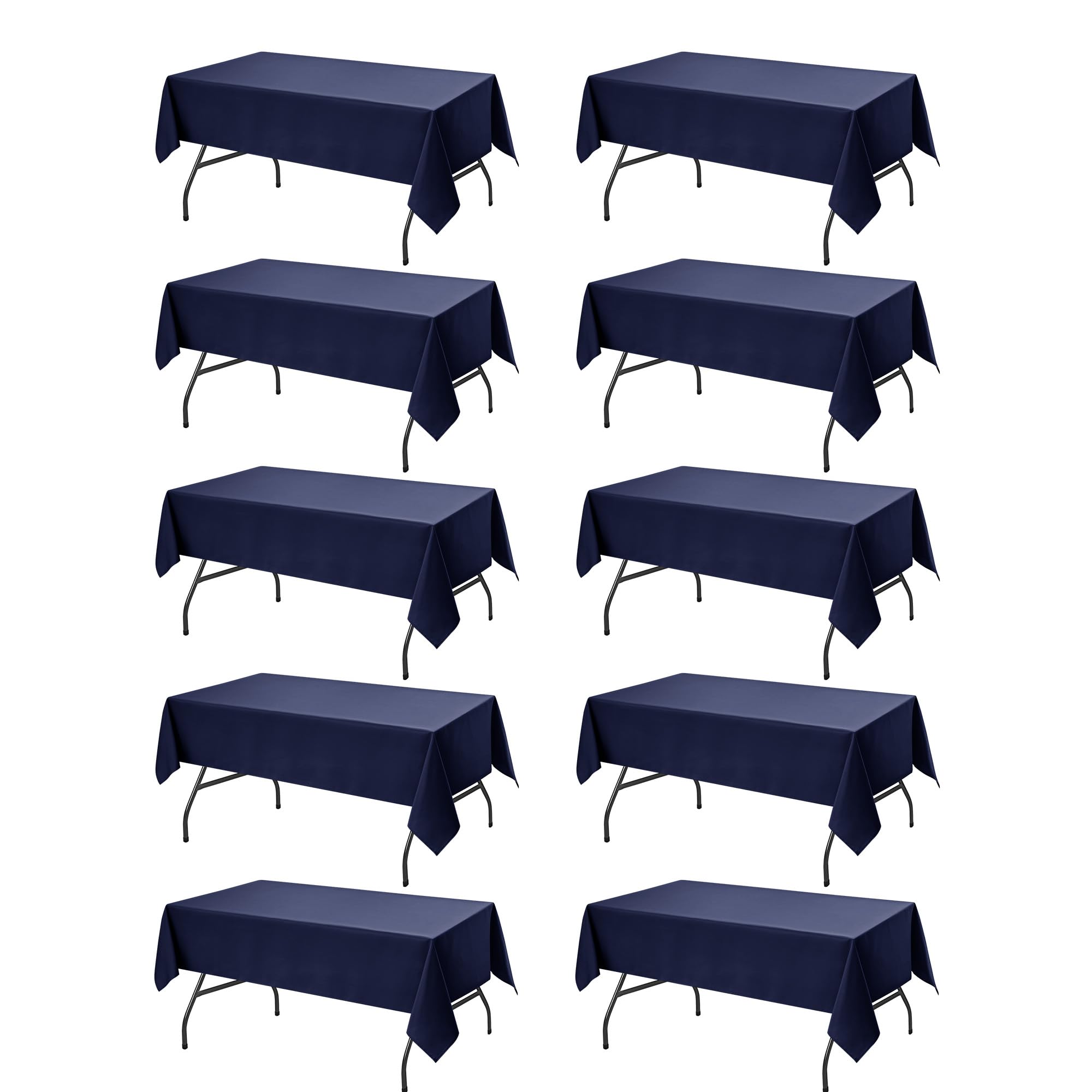 10-Pack Navy Blue Tablecloths for Rectangle Tables, 60 x 102 in