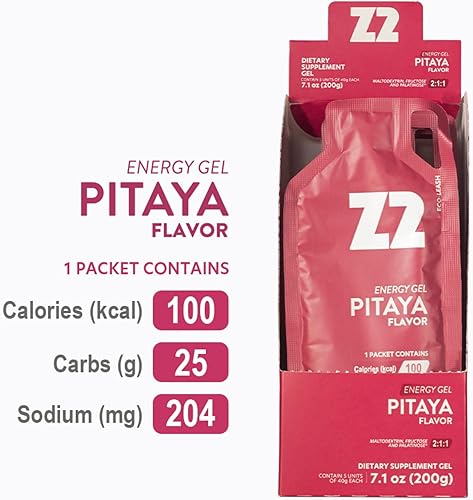 Miniatura 4 de Z2 Dragon Fruit Energy Gel Performance - 0.88 oz de carbohidratos, 204 mg de sodio, electrolitos, antes y durante el entrenamiento, aumenta la