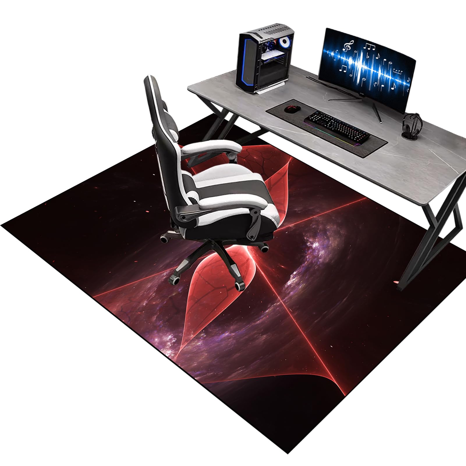 Mata pod fotel gamingowy na podłogę dywanową, krzesło biurkowe, mata ochronna na podłogę, mata podłogowa na dywan, ochraniacz podłogi na krzesło rolowane, 120 x 150 cm, dywan gamingowy na twardą