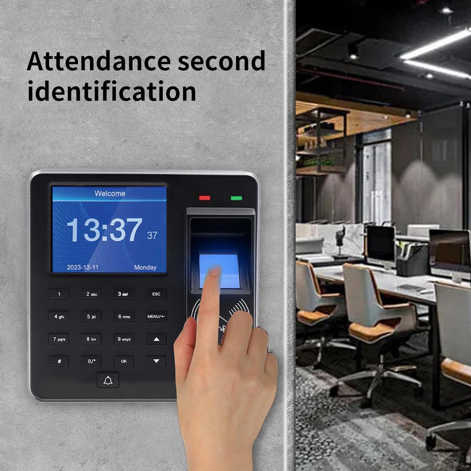 Greensen Orologio Marcatempo, Orologi Marcatempo per Dipendenti Piccole Imprese con Riconoscimento Impronta Digitale Password ID Card Macchina Presenze Standalone USB Download Dati per